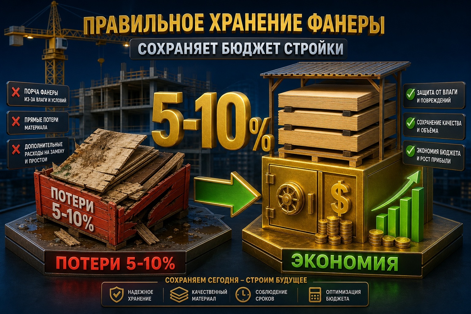 сколько экономит правльное хранение фанеры