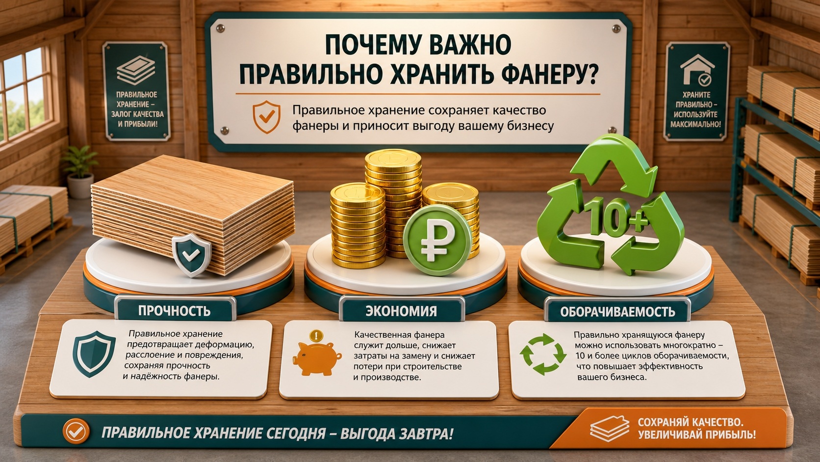 необходимость правильного хранения фанеры